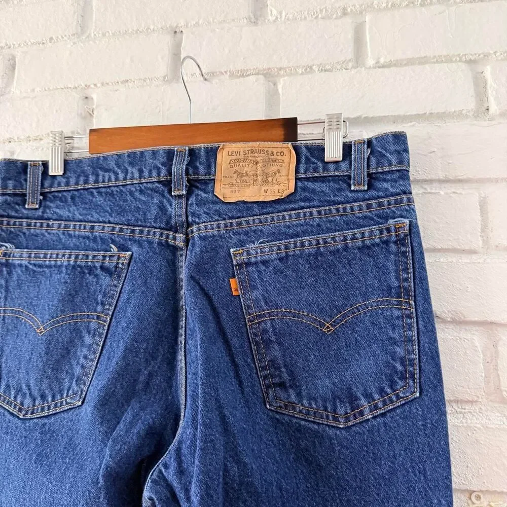 Vintage 1989 Levi’s 517 Orange Tab Bootcut Made in USA Dark Wash Jeans 36 x 32